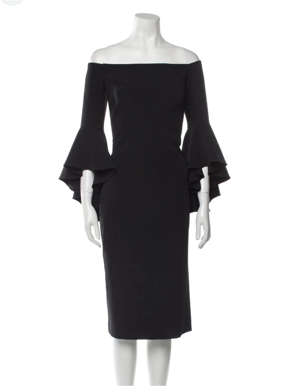 Milly Off-Shoulder Black Ruffle-Sleeve Dress
